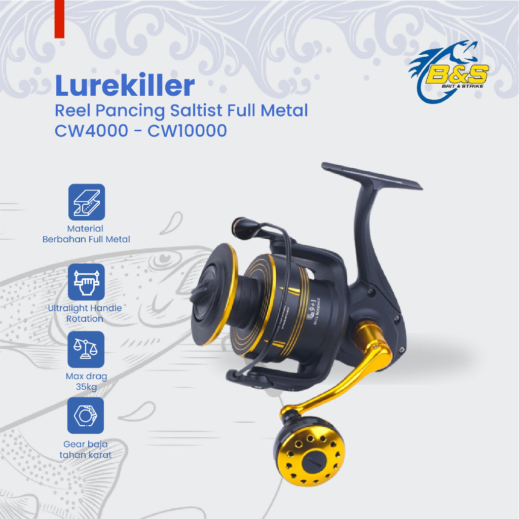 Lurekiller SALTIST jepang Reel Pancing full metal cw3000/cw4000/cw4000H/cw5000/cw6000/cw10000/cw10000H max drag 35kg RP009