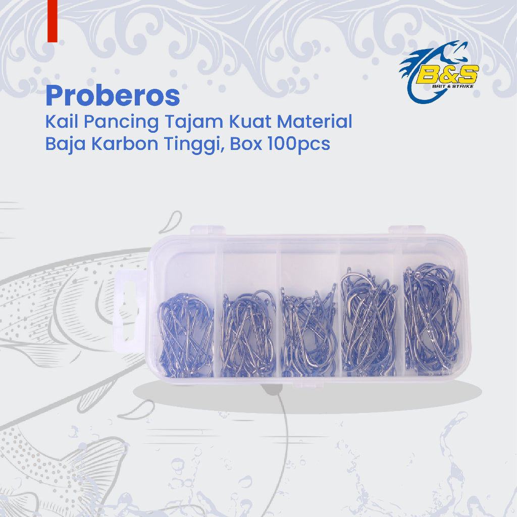 100pcs Kail Pancing tajam & kuat bahan baja karbon tinggi untuk mancing di laut & air tawar KUP140