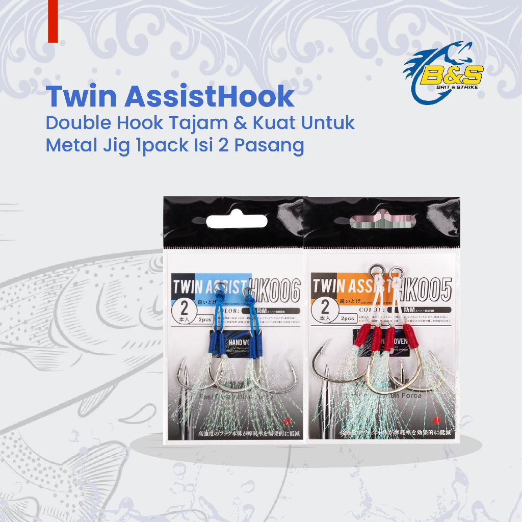 Lurekiller double Hook tajam & kuat untuk metal jig 1pack isi 2 pasang HJ032