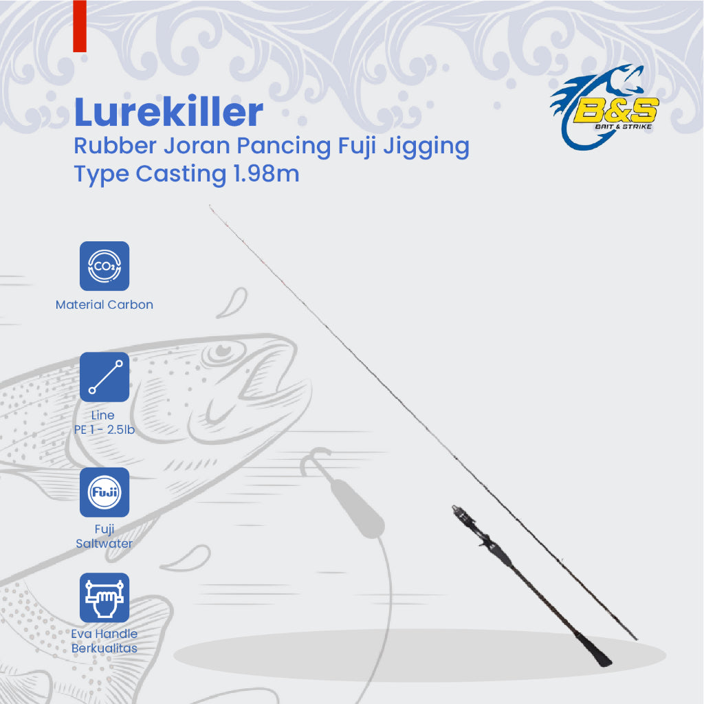 Lurekiller RUBBER Joran Pancing Fuji 1.98M joran Jigging kuat 662C type Casting JP028