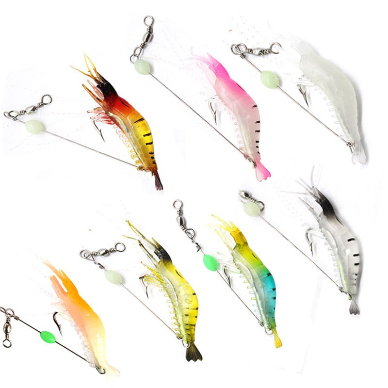 Umpan soflure bentuk udang 6G bahan karet silicon lembut glow in the Dark (GID) LE138