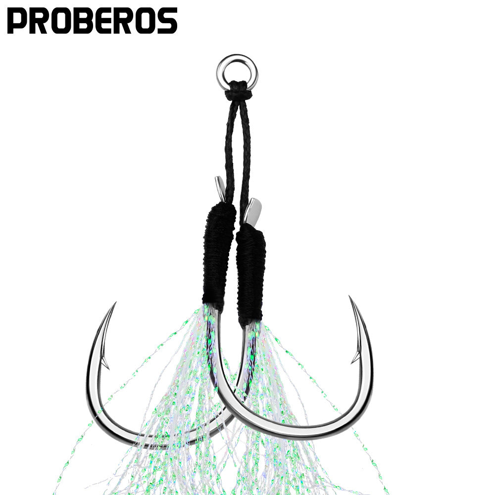 PROBEROS double hook tajam & kuat 1pack isi 5 pasang hook metal jig HJ052