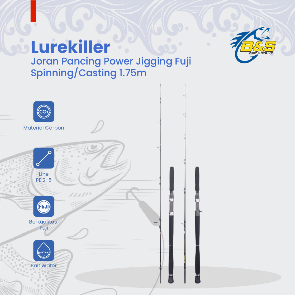 Lurekiller Joran Pancing POWER JIGGING 1.75M FUJI PE 2-5 Jig 80-200G Spinning/Casting JP004