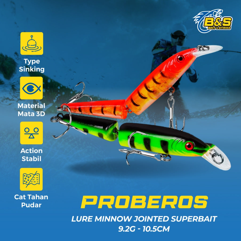 PROBEROS Umpan Lure Minnow jointed Superbait 9.2g / 10.5cm minnow ekor geol MN040