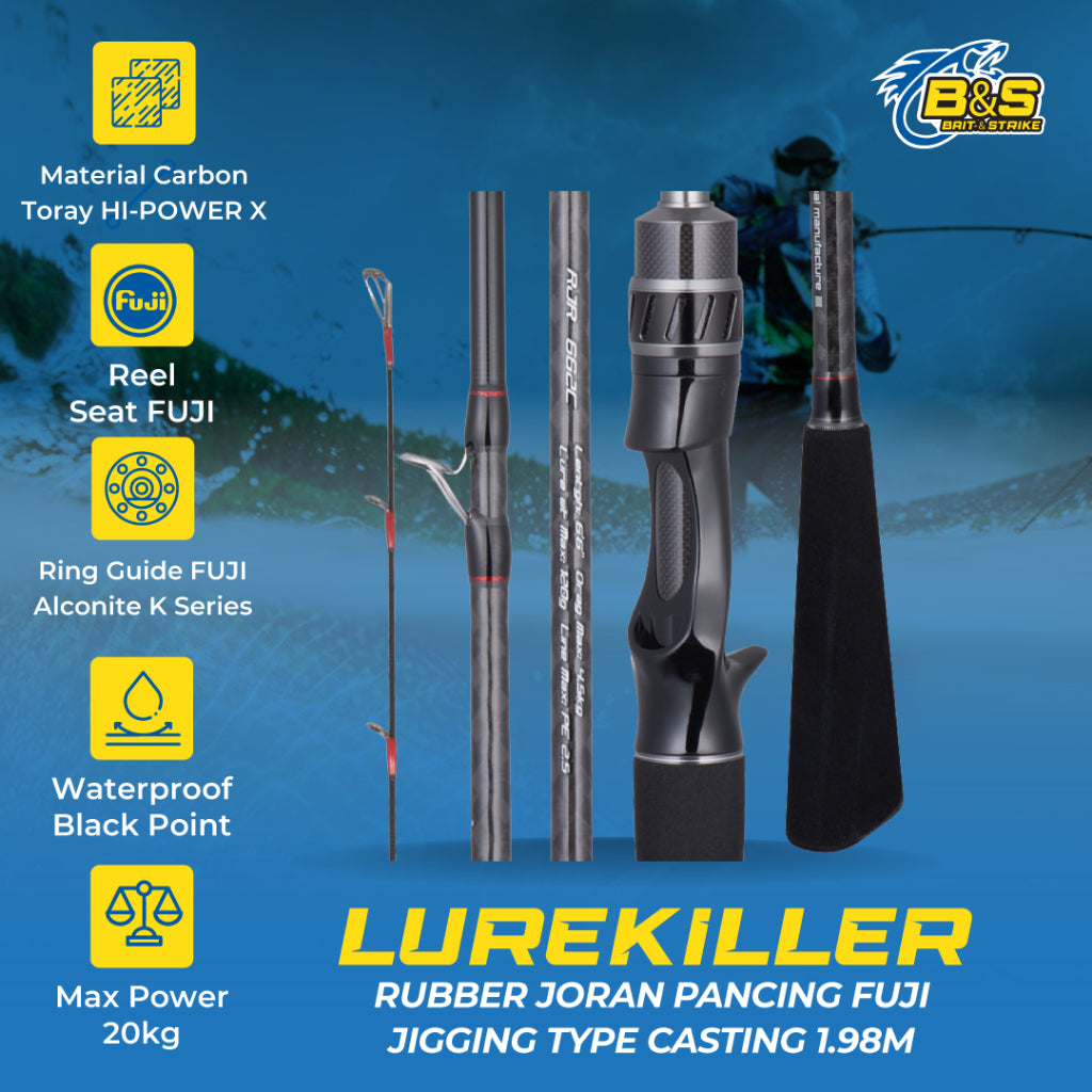 Lurekiller RUBBER Joran Pancing Fuji 1.98M joran Jigging kuat 662C type Casting JP028