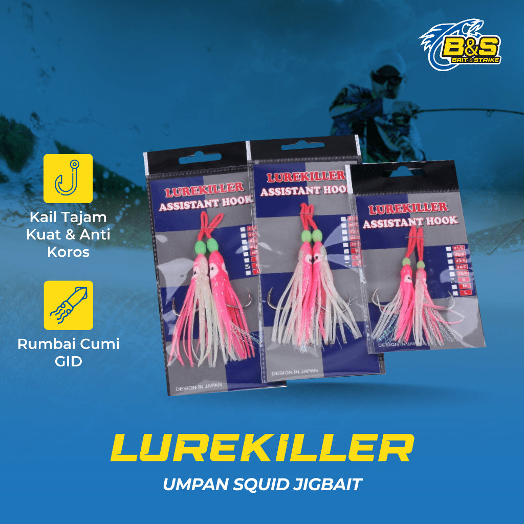 LUREKILLER Assist Hook Squid Jigbait ukuran S/M/L kail rumbai cumi GID JB014