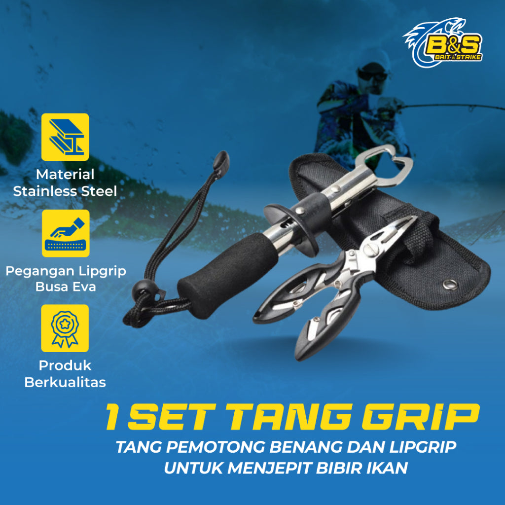 1set Tang Grip dan Lipgrip MURAH Tang pemotong benang dan Lipgrip untuk menjepit bibir ikan TP165