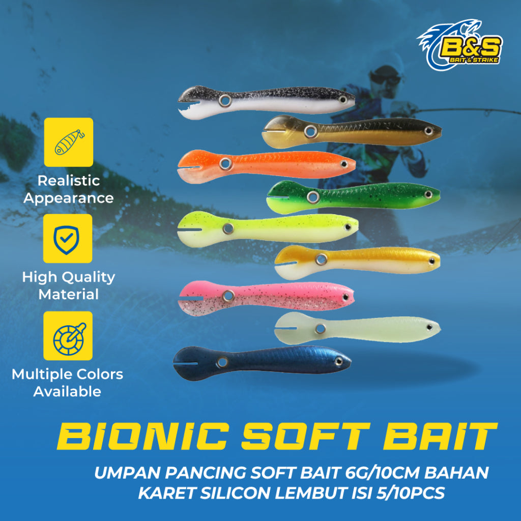 Umpan pancing soft bait 6g/10cm bahan karet silicon lembut isi 5pcs/10pcs SL123