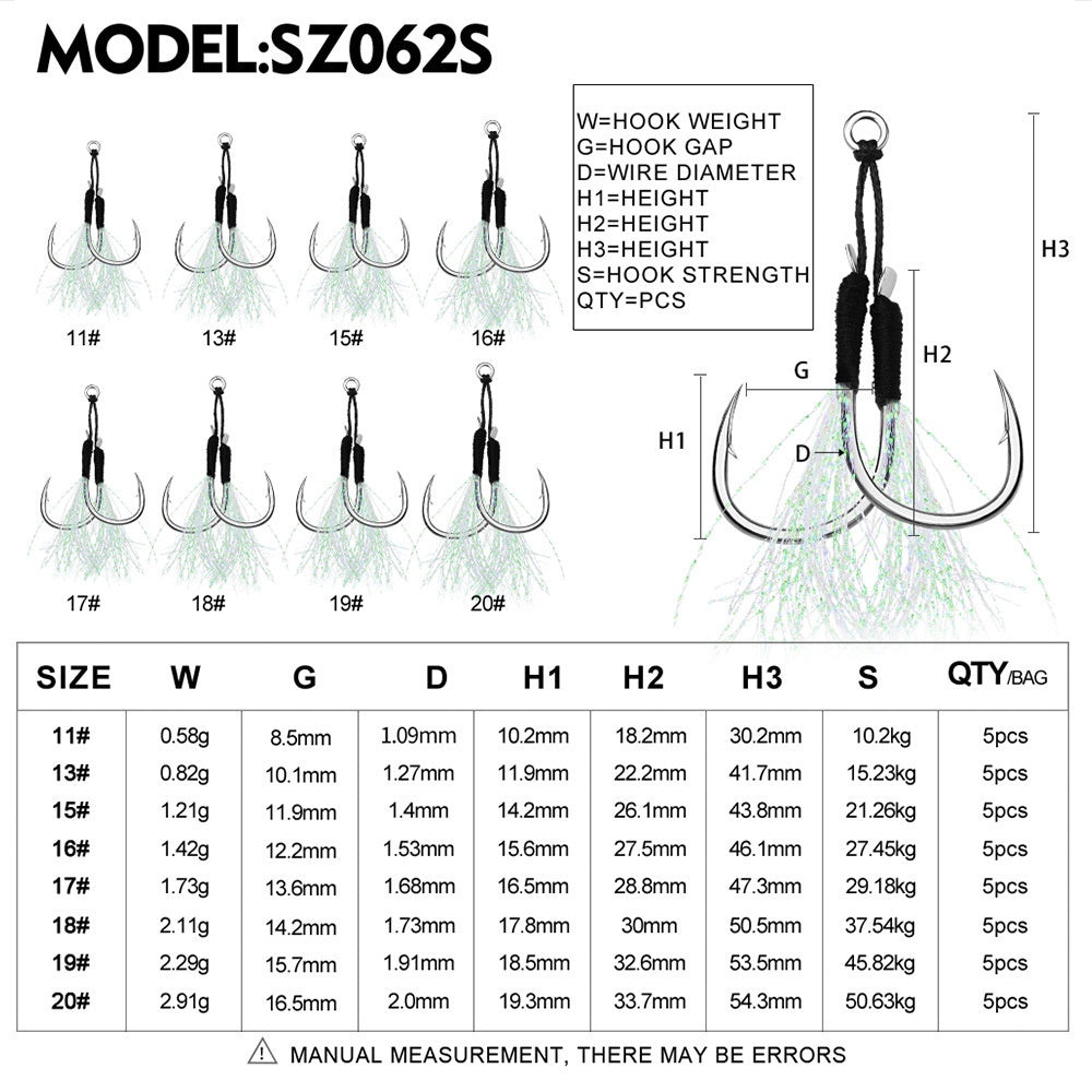 PROBEROS double hook tajam & kuat 1pack isi 5 pasang hook metal jig HJ052