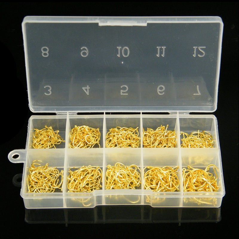 500pcs Kail Pancing Bahan Baja Karbon Berbagai Ukuran dalam 1 kotak kail pancing untuk laut / air tawar KUP153