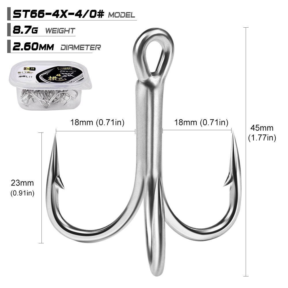 PROBEROS 10PCS Kail treble hook 4X Kail Pancing Bahan Carbon Steel KUP158