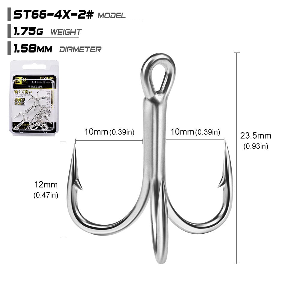 PROBEROS 10PCS Kail treble hook 4X Kail Pancing Bahan Carbon Steel KUP158