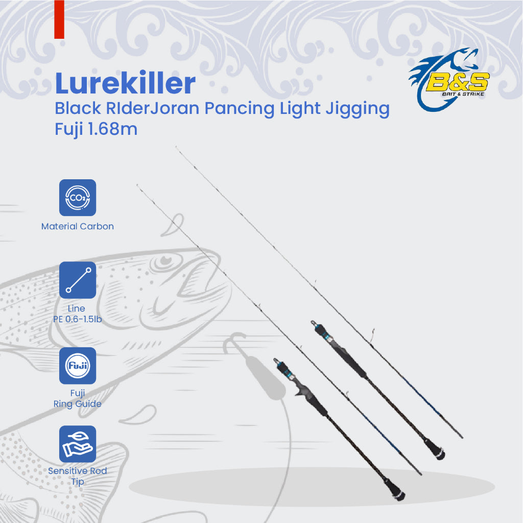 Joran Pancing Light Jigging Lurekiller Black RIder 1.68M Ring Guide Fuji PE 0.6-1.5 Jig 20-100g JP029