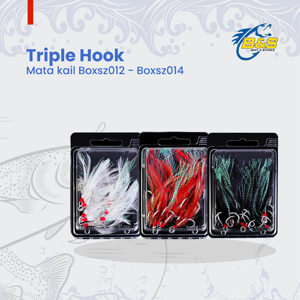 PROBEROS Triple Hook BKB berbulu halus mutiara Mata kail tajam dan kuat tahan Korosi BOXSZ