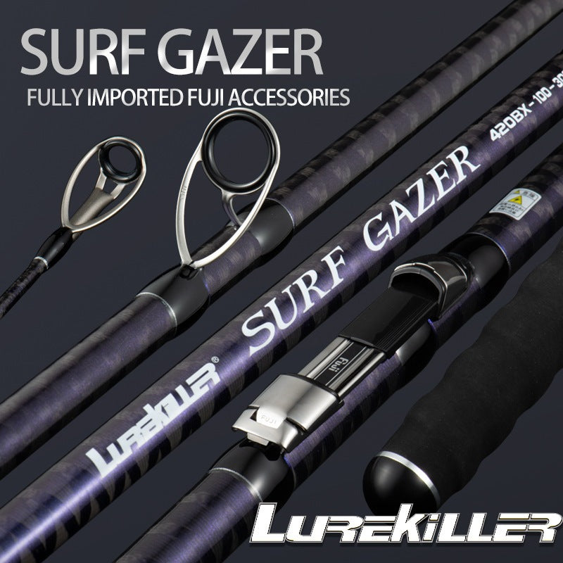 LUREKILLER joran surf gazer 4.2m joran pancing bahan Hi-power X spiral CW100-300 joran pasiran_FUJI DPS||4.2M JP055