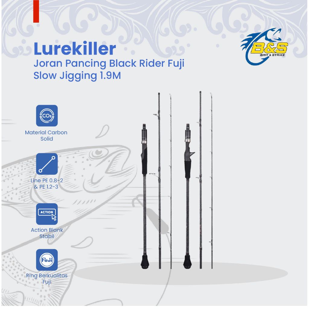 Lurekiller Joran Pancing Jigging BLACK RIDER 1.9M FUJI Slow Jigging JP025