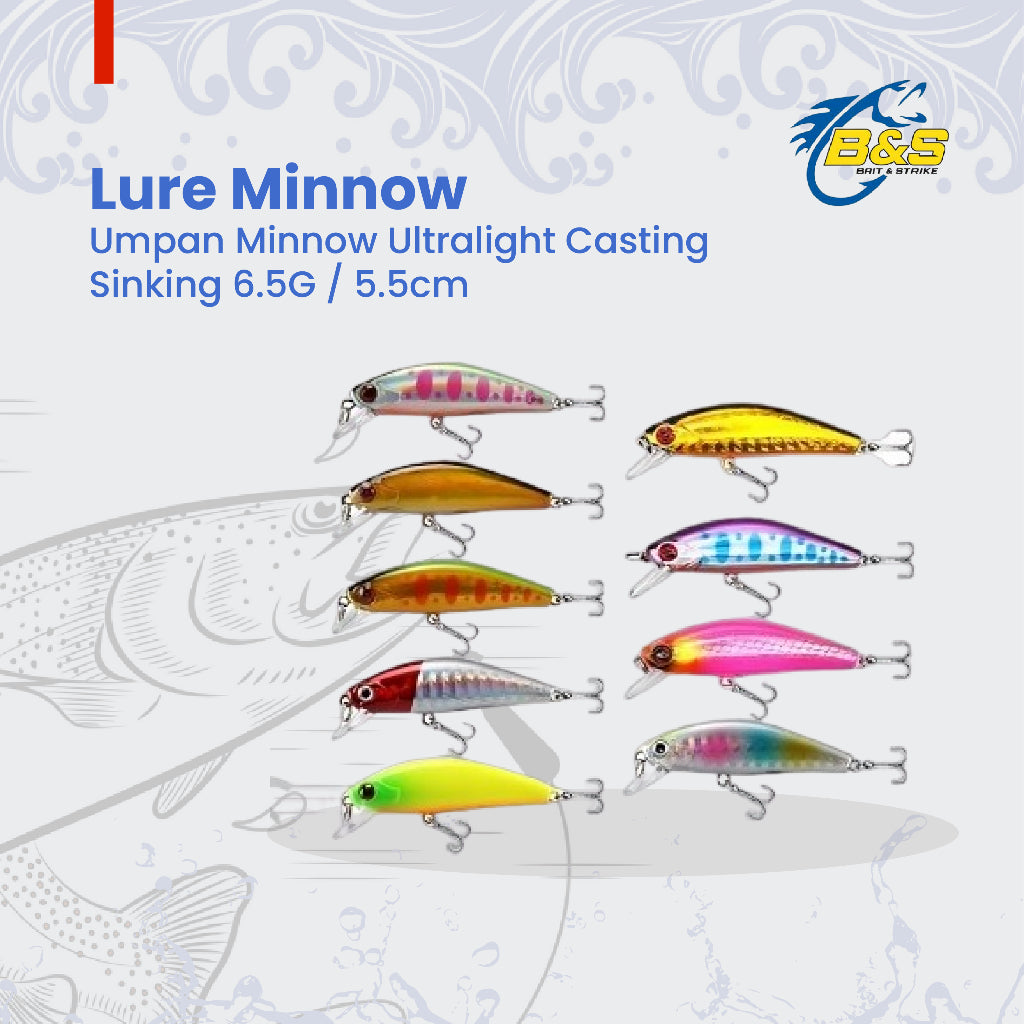 Umpan Pancing Minnow Ultralight casting 6.5G / 5.5cm minnow sinking MN004