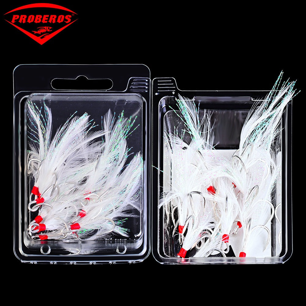 PROBEROS Triple Hook BKB berbulu halus mutiara Mata kail tajam dan kuat tahan Korosi BOXSZ