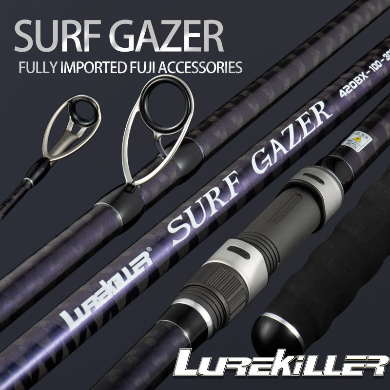 LUREKILLER joran surf gazer 4.2m joran pancing bahan Hi-power X spiral CW100-300 joran pasiran_FUJI DPS||4.2M JP055