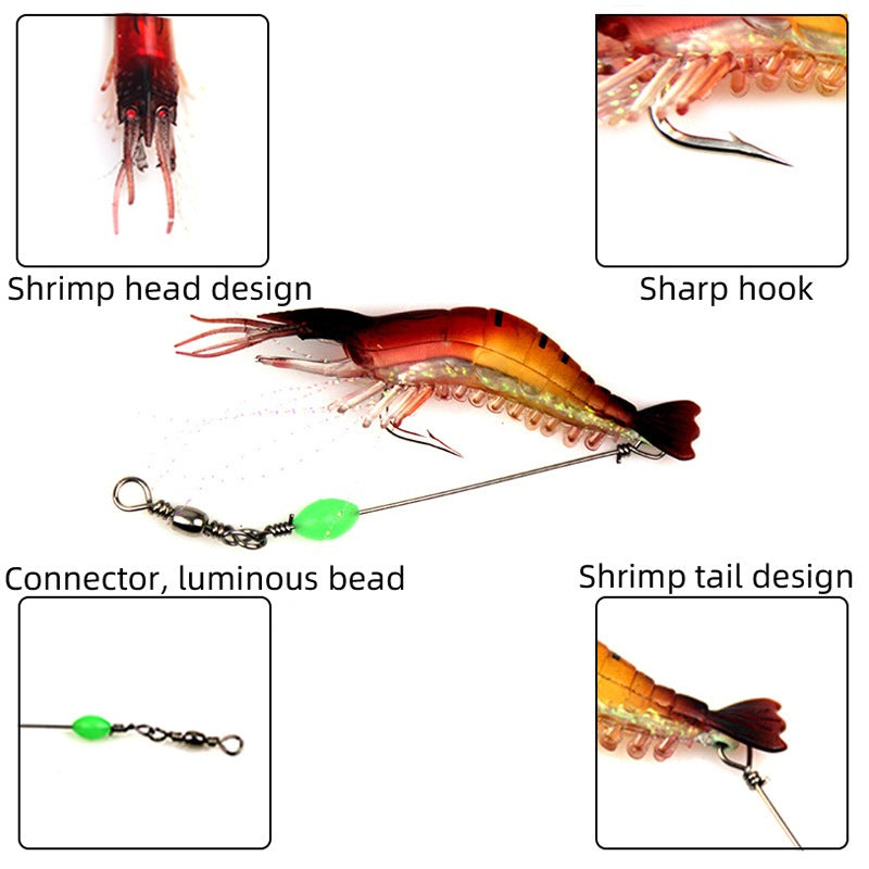 Umpan soflure bentuk udang 6G bahan karet silicon lembut glow in the Dark (GID) LE138