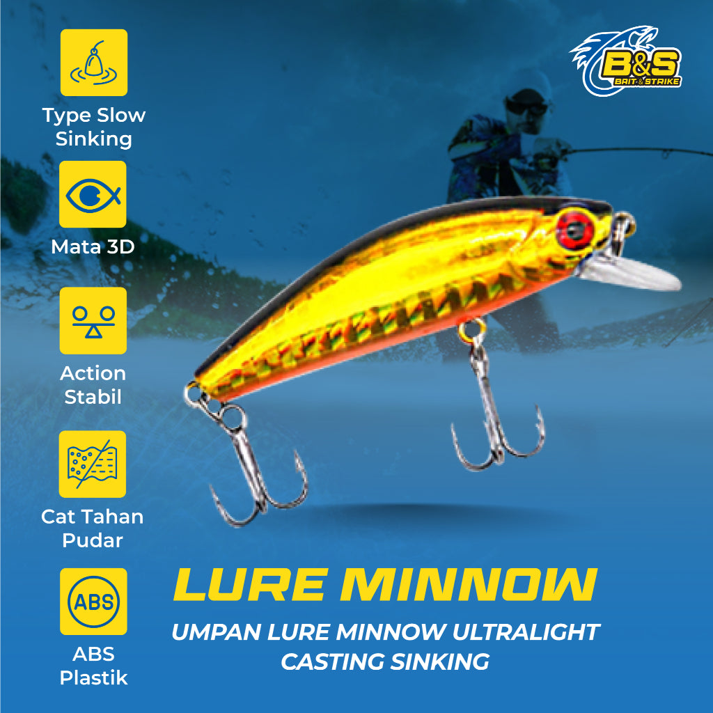Umpan Pancing Minnow Ultralight casting 6.5G / 5.5cm minnow sinking MN004