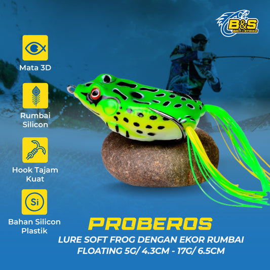 PROBEROS Umpan Katak Lure Umpan Casting Lure Soft Frog Dengan Ekor Rumbai Umpan Floating MN118