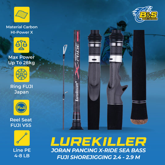 LureKiller Joran Pancing X-RIDE Sea bass 2.4m/2.7m/2.9m PE 1.5-3 Jig WT 15-50g Joran pancing fuji shorejigging JP018