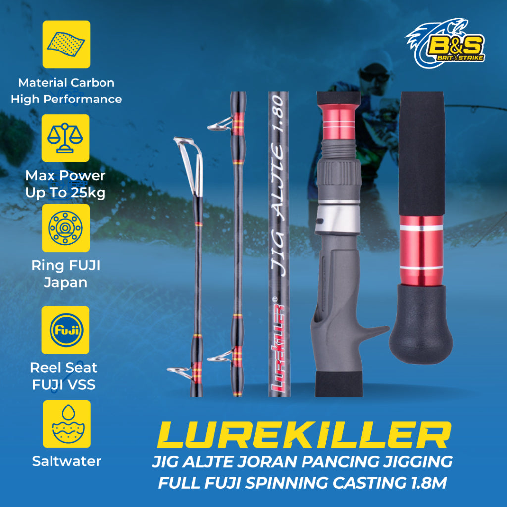 Lurekiller Joran Jigging full Fuji 1.8m PE 4-8 Jig 150-350g Spinning Casting lurekiller Jig Aljte Max Power 25kg JP022
