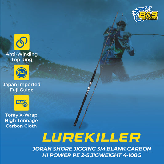 LUREKILLER joran SHORE JIGGING 3M blank carbon Hi-power X kuat PE 2-5 jigweight 40-100G 3.0m JP041