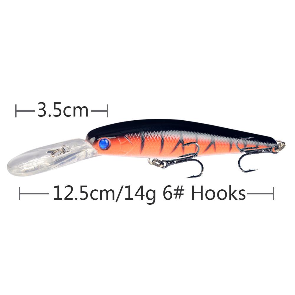 Umpan Pancing Minnow Lidah Panjang 14g 12.5cm - Lure Casting Aksi Stabil dengan Hook Super Strong MN308