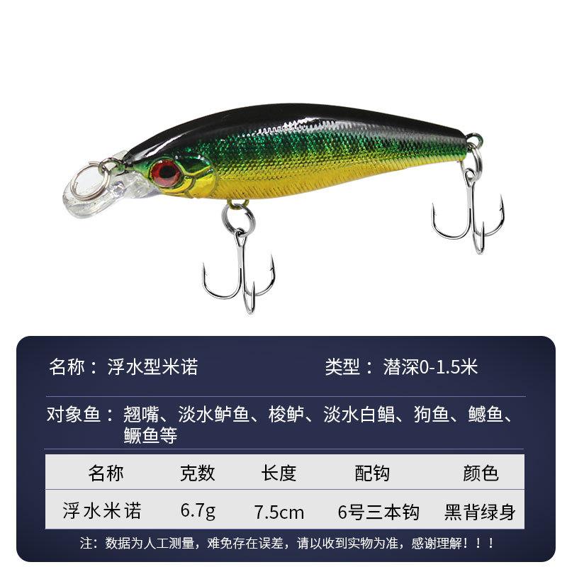 Umpan Pancing Minnow Floating 6.7g 7.5cm - Mata 3D Hook 4X Strong Tahan Korosi MN300