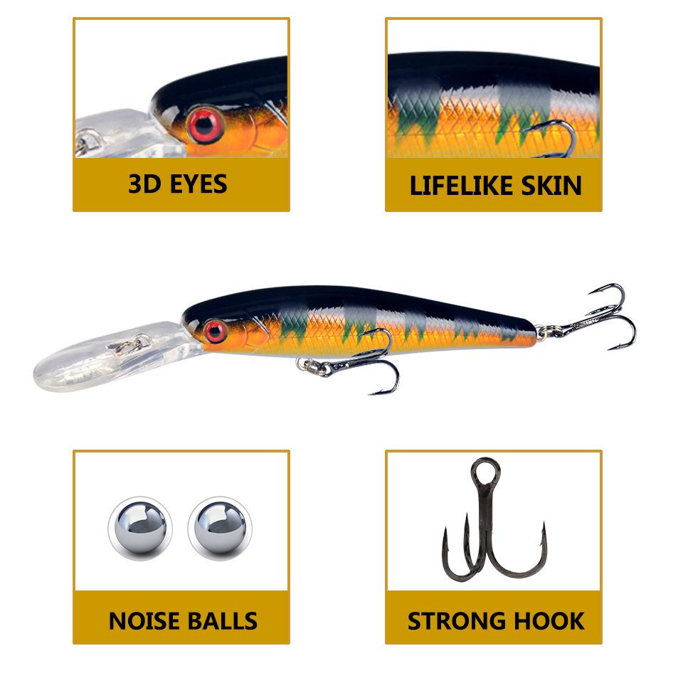 Umpan Pancing Minnow Lidah Panjang 14g 12.5cm - Lure Casting Aksi Stabil dengan Hook Super Strong MN308