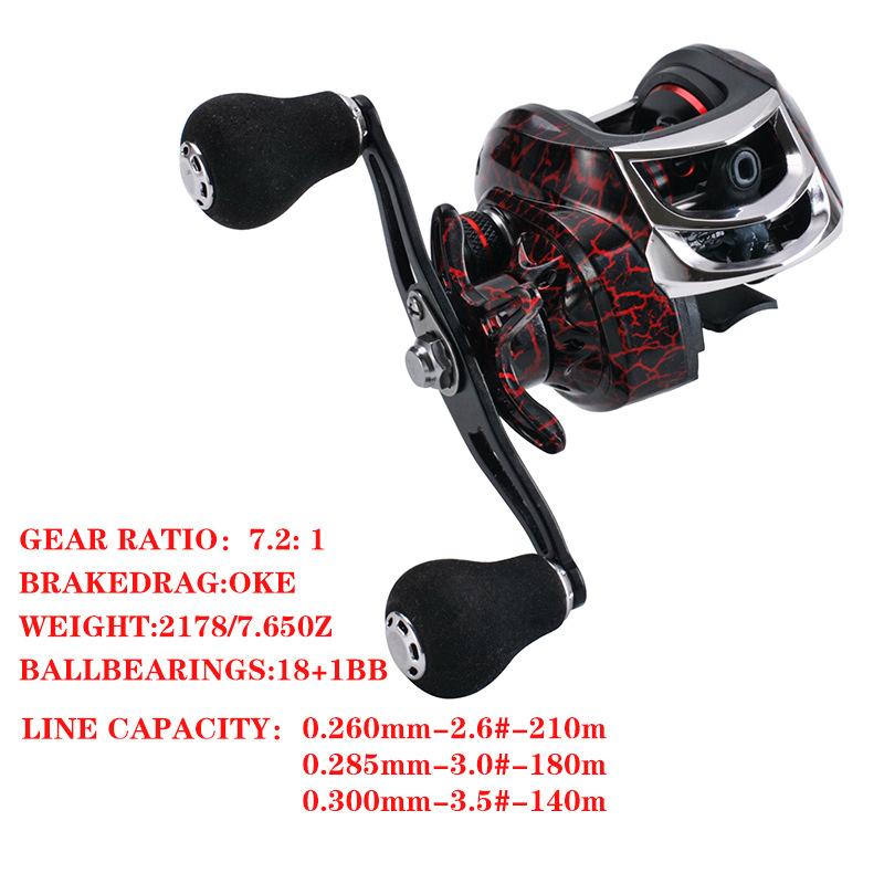 LIZARD Reel Baitcasting dengan Magnetic Brake System, Gear Rasio 7.2:1, 18+1BB, Spool Aluminium, Max Drag 10kg - Model RP061