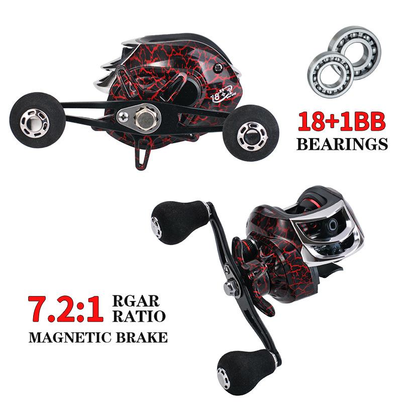 LIZARD Reel Baitcasting dengan Magnetic Brake System, Gear Rasio 7.2:1, 18+1BB, Spool Aluminium, Max Drag 10kg - Model RP061