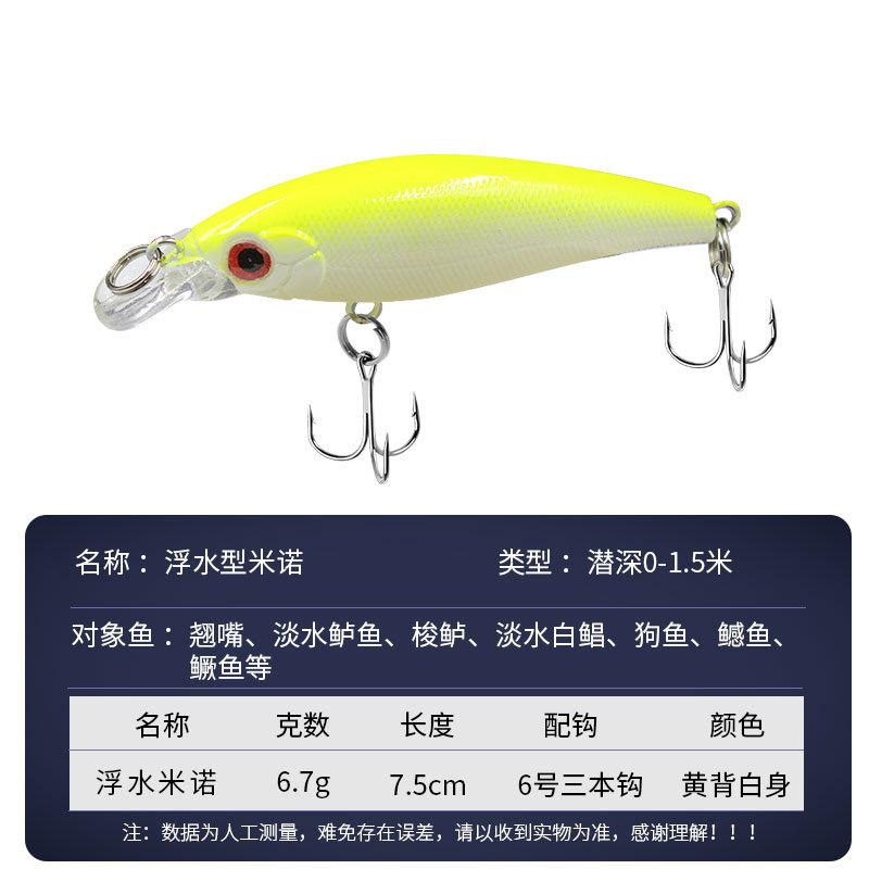 Umpan Pancing Minnow Floating 6.7g 7.5cm - Mata 3D Hook 4X Strong Tahan Korosi MN300