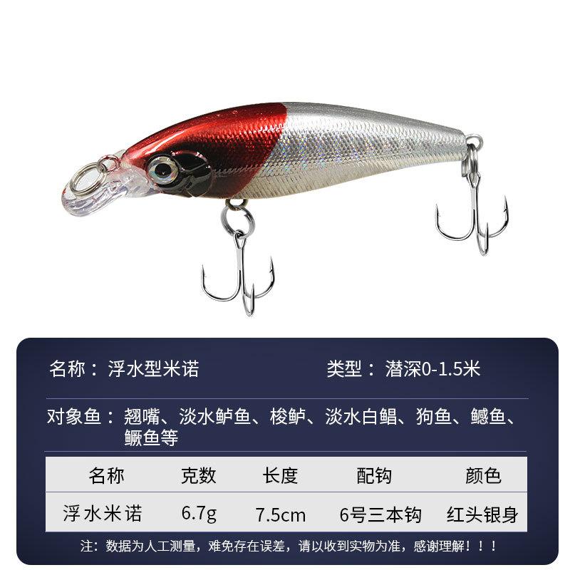 Umpan Pancing Minnow Floating 6.7g 7.5cm - Mata 3D Hook 4X Strong Tahan Korosi MN300