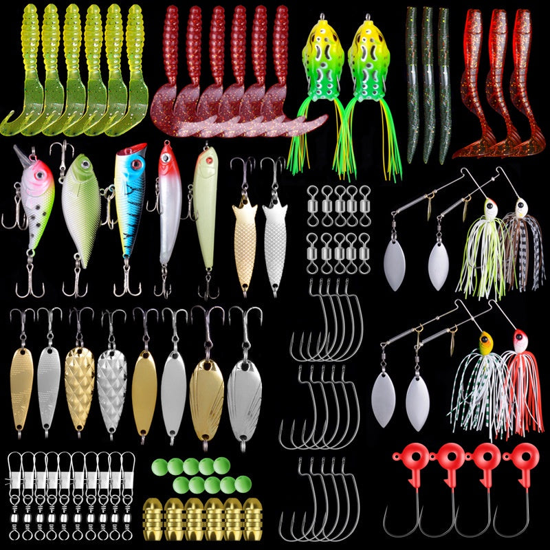 Lurekiller Set Box Umpan paket lengkap Minnow+Spoon+Softlure+Jighead+Soft frog DLL umpan casting komplit MN015