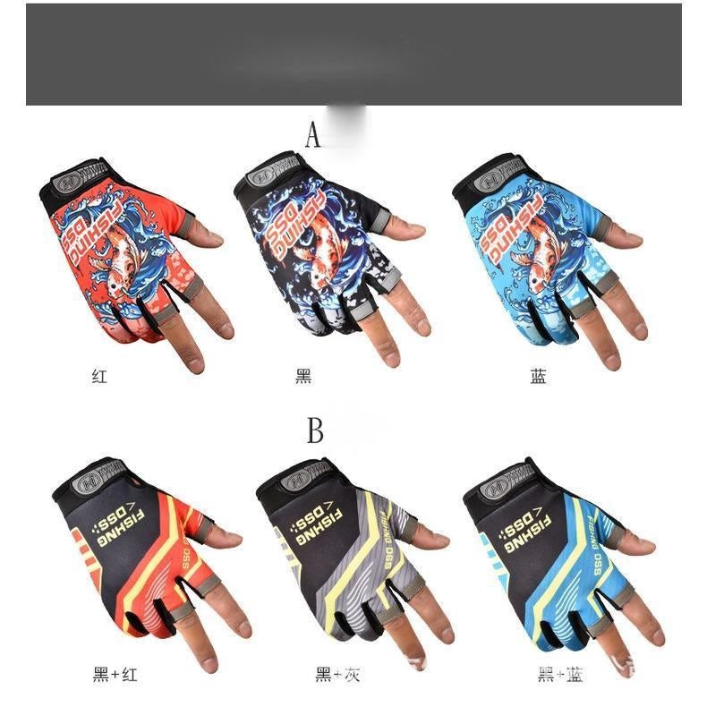 Sarung Tangan Memancing Pancing Jigging Casing Terbuka Jari Non-Slip ST001