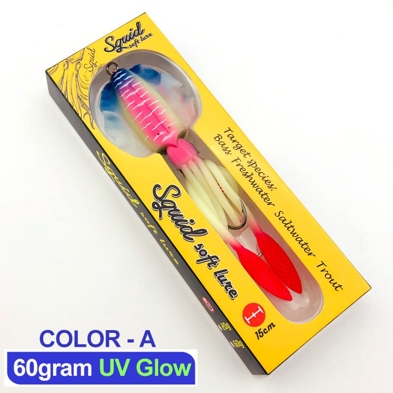 LureKiller Umpan Pancing Squid Hook Lembut Bercahaya Gurita Bionic 60G UP002