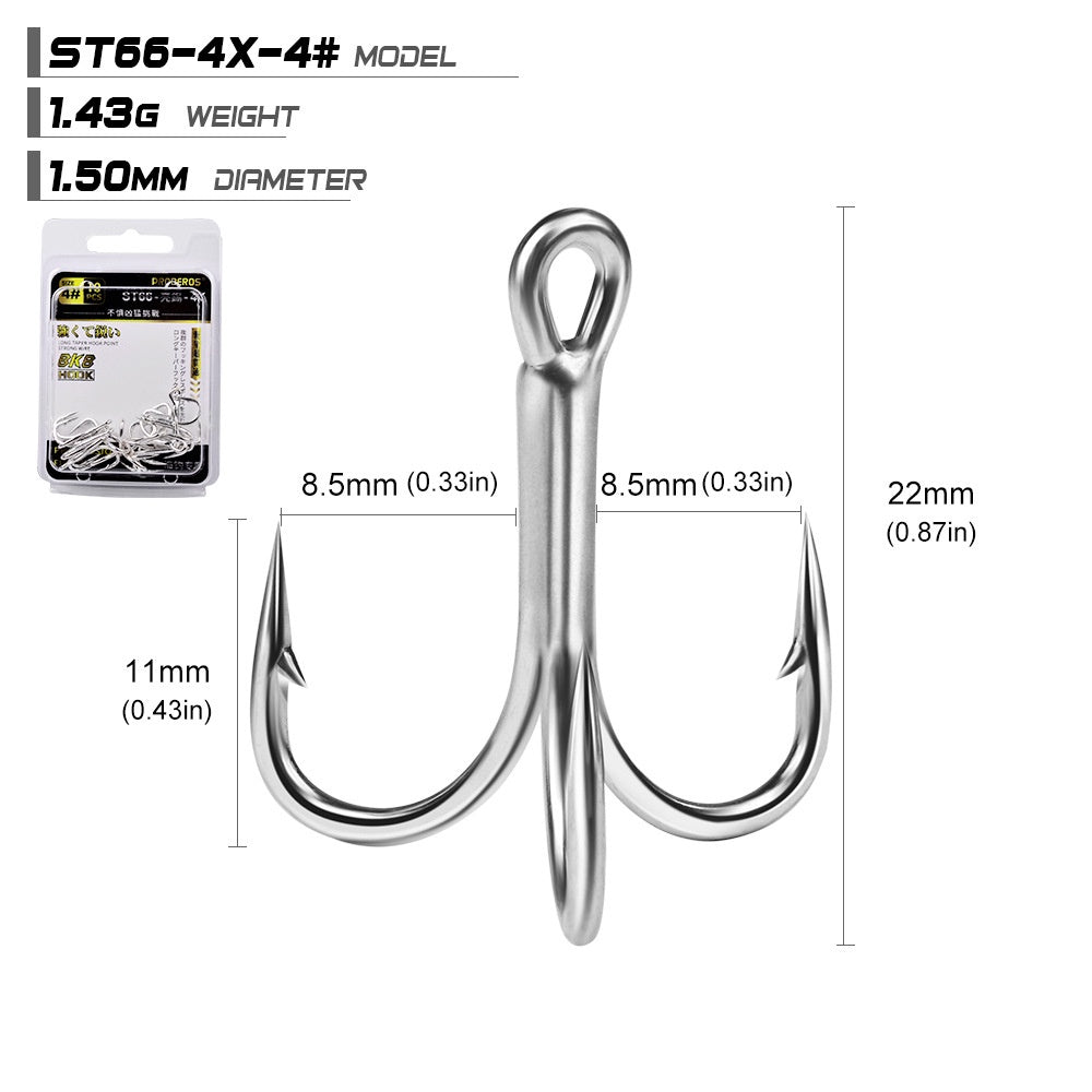 PROBEROS 10PCS Kail treble hook 4X Kail Pancing Bahan Carbon Steel KUP158
