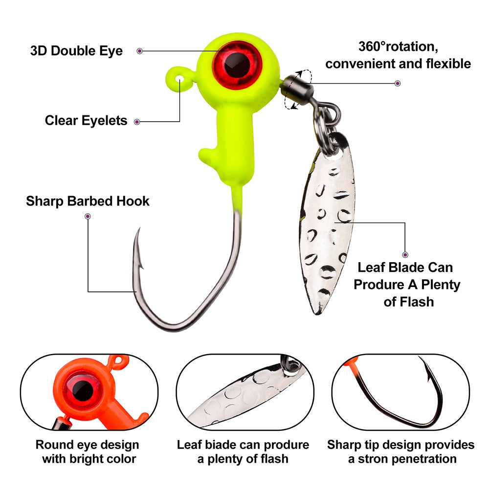 PROBEROS jighead 5pcs/pack 1.6g/3g JIGHEAD dengan Spinner KUP163
