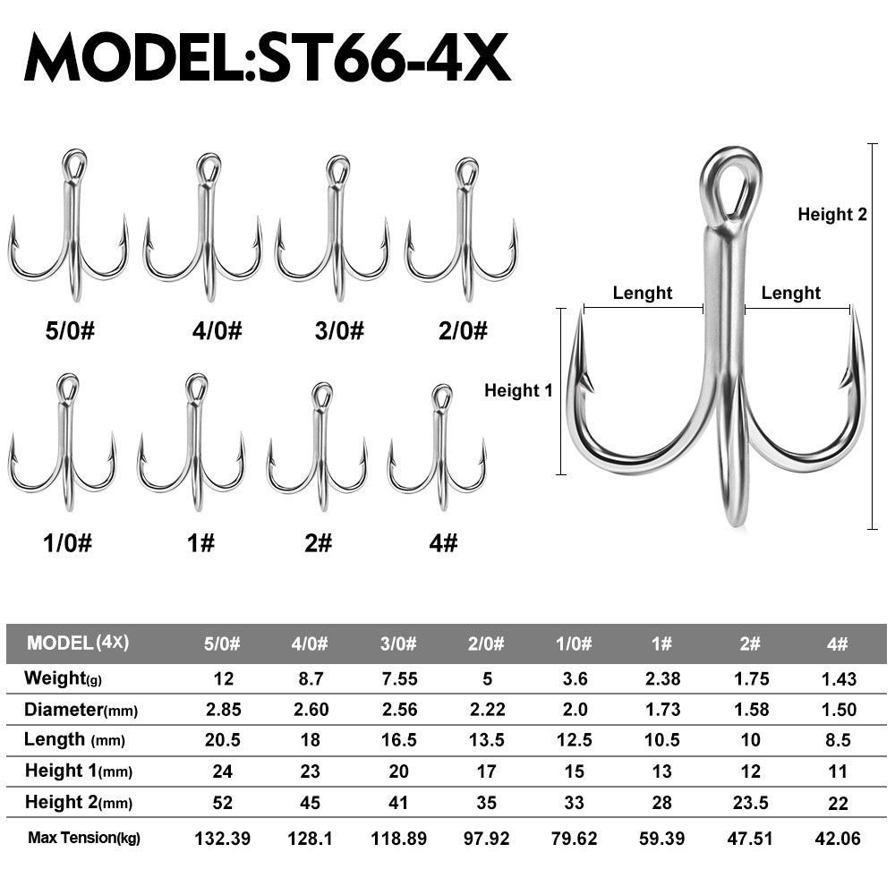 PROBEROS 10PCS Kail treble hook 4X Kail Pancing Bahan Carbon Steel KUP158