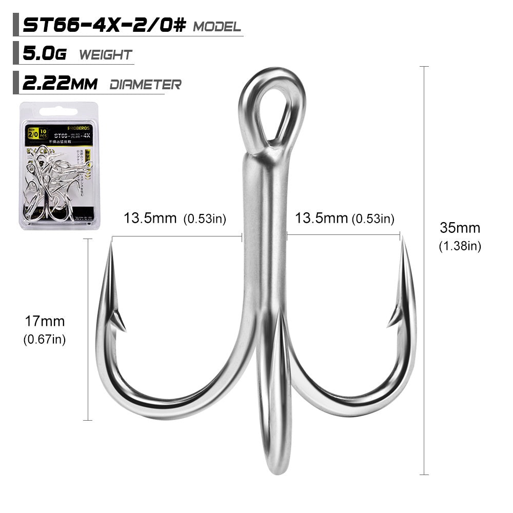 PROBEROS 10PCS Kail treble hook 4X Kail Pancing Bahan Carbon Steel KUP158