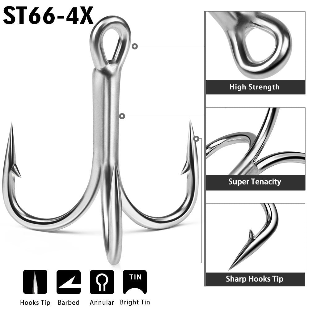 PROBEROS 10PCS Kail treble hook 4X Kail Pancing Bahan Carbon Steel KUP158