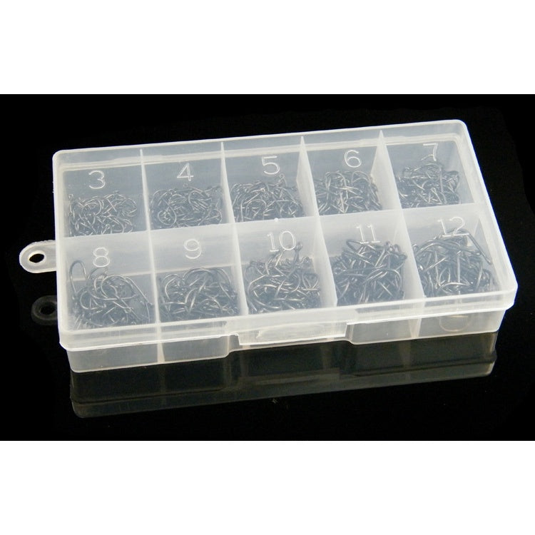 500pcs Kail Pancing Bahan Baja Karbon Berbagai Ukuran dalam 1 kotak kail pancing untuk laut / air tawar KUP153