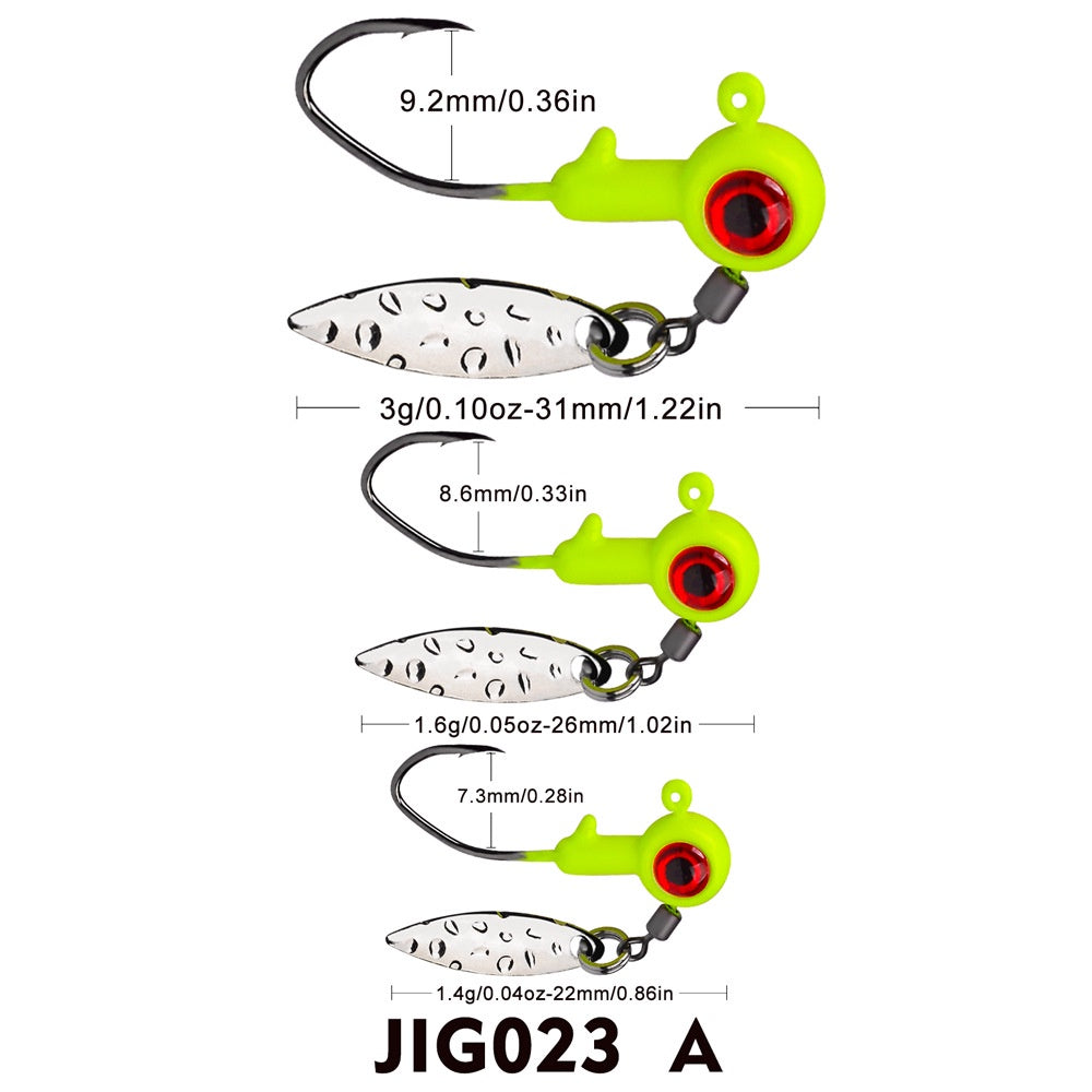 PROBEROS jighead 5pcs/pack 1.6g/3g JIGHEAD dengan Spinner KUP163