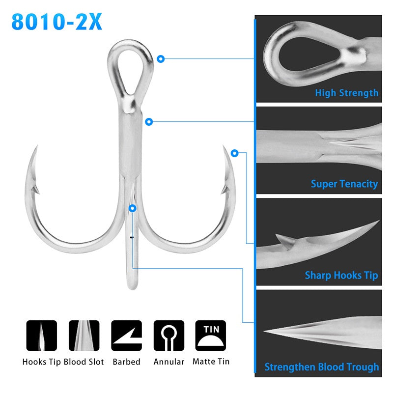 PROBEROS 20Pcs/Kotak Kail Pancing 2/4/6/8/10/12/14# Kail Pancing Treble Bahan Carbon Steel Untuk Memancing Di Laut KUP137