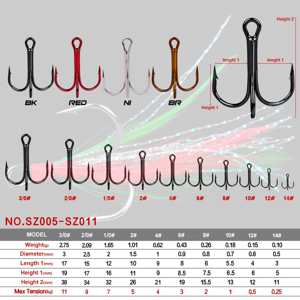 PROBEROS treble hook no.2#/4#/6#/10# kail pancing hook berbulu KUP123
