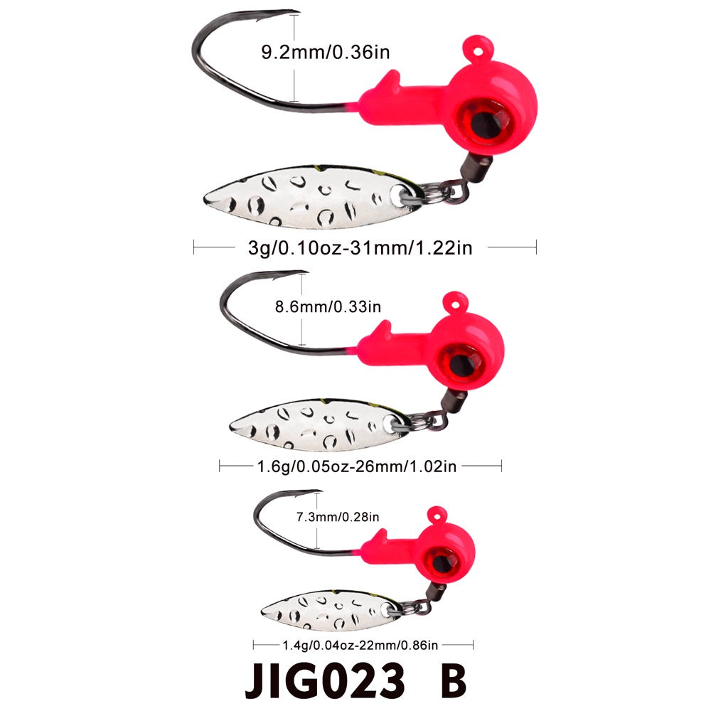 PROBEROS jighead 5pcs/pack 1.6g/3g JIGHEAD dengan Spinner KUP163