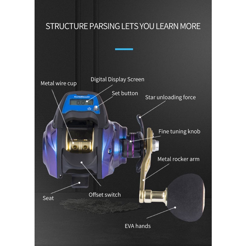 Lurekiller Reel Pancing Digital Pro Casting Max Drag 9KG Rasio 6.3:1 Rocker Ganda 5+1 BB RP013